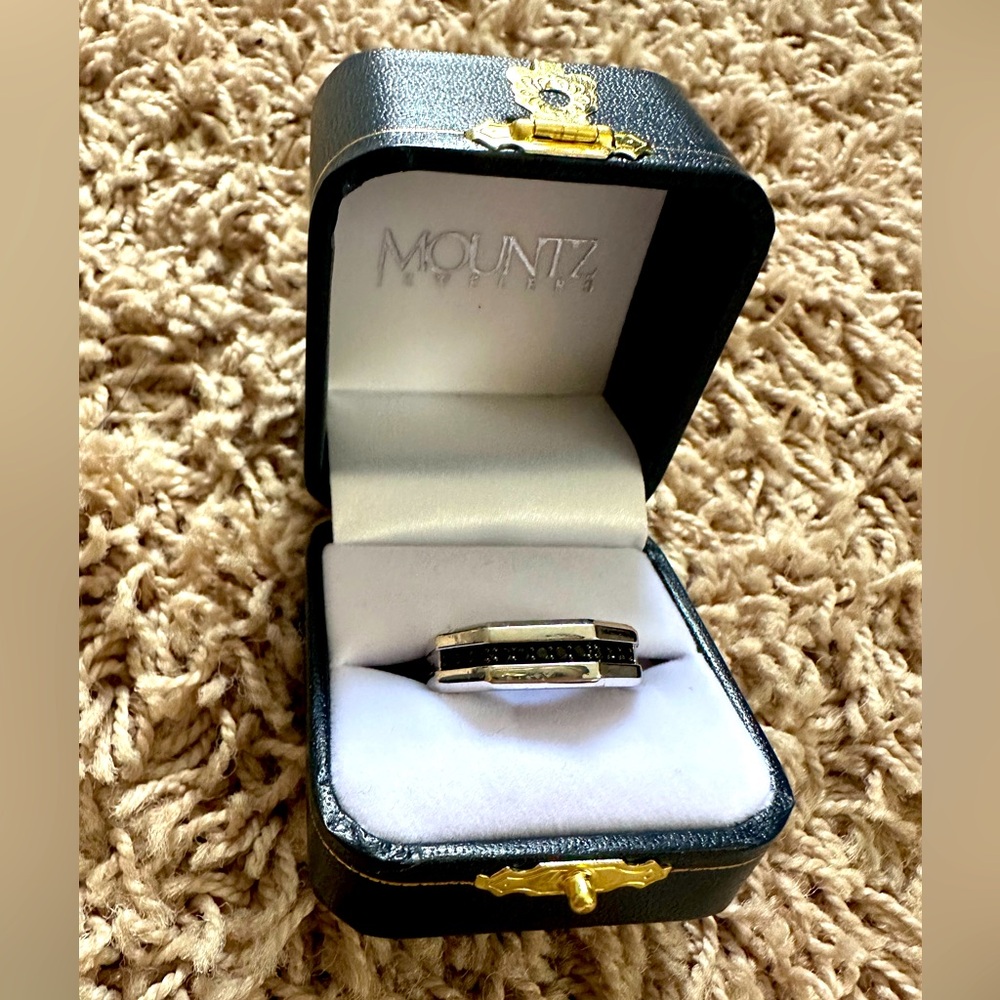 925 Sterling Silver and Black Spinel Men's Ring